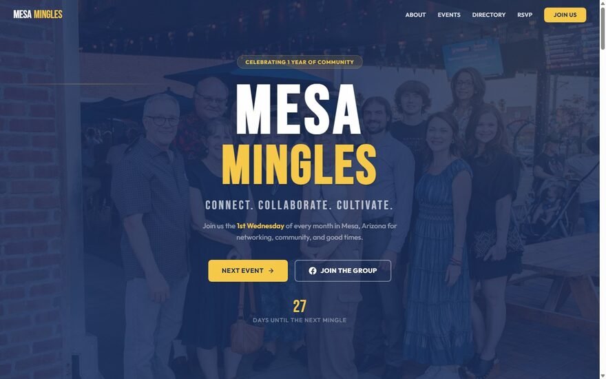 Mesa Mingles website homepage