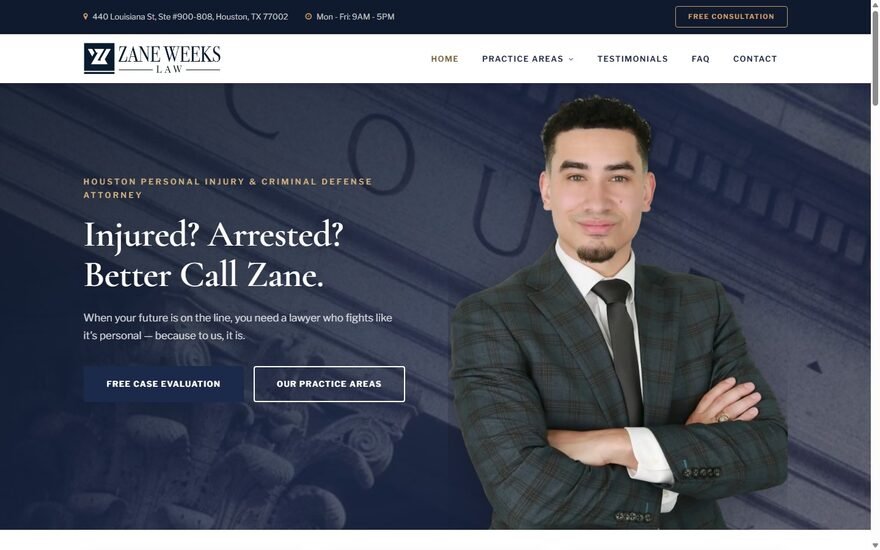 Law Office of Zane Weeks website homepage